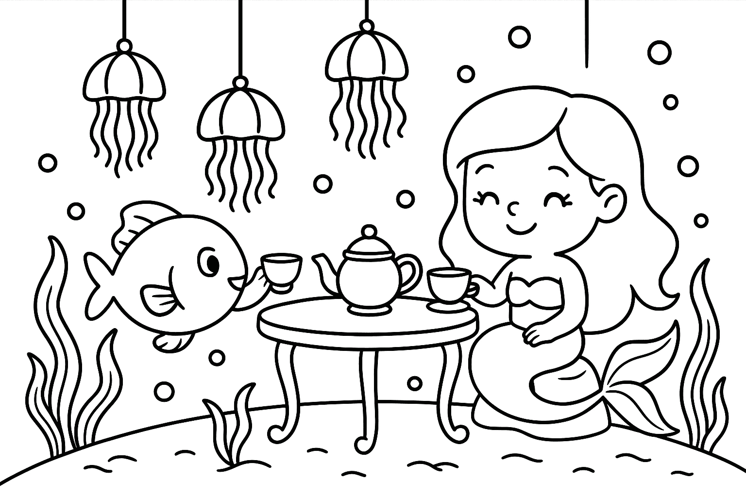 Волшебное подводное чаепитие с медузами-фонариками.